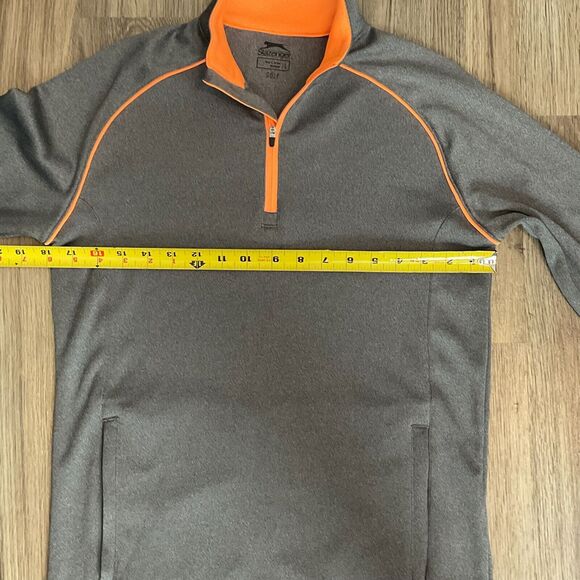 Slazenger Golf Pullover Long Sleeve 1/4 Quarter Zip‎ Kids Size Large Gray Orange - Picture 7 of 7